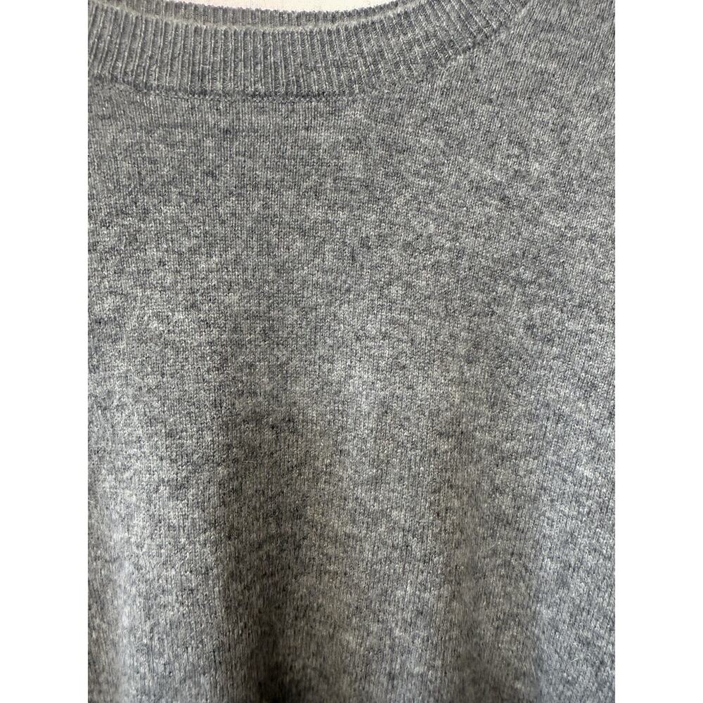 Harper Lane 100% Cashmere Sz Med Gray Heather Long Sleeve Sweater Purple Piping - Picture 2 of 12